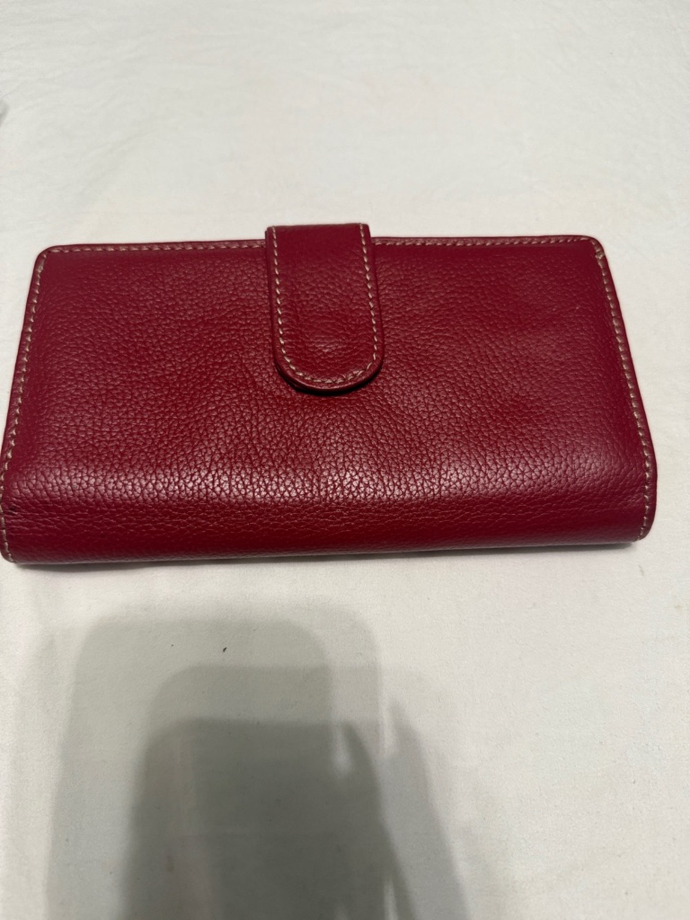 Red Wine Genuine Leather Snap Wallet